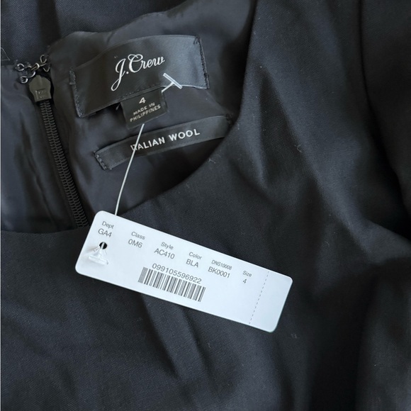 NWT J Crew Italian Wool Puff Sleeve Sheath Dress, Black, Women’s 4 - Picture 2 of 7